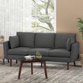 3-Sitzer-Sofa mit Kissenrücken und Birkenholzbeinen, anthrazitfarbener Stoff