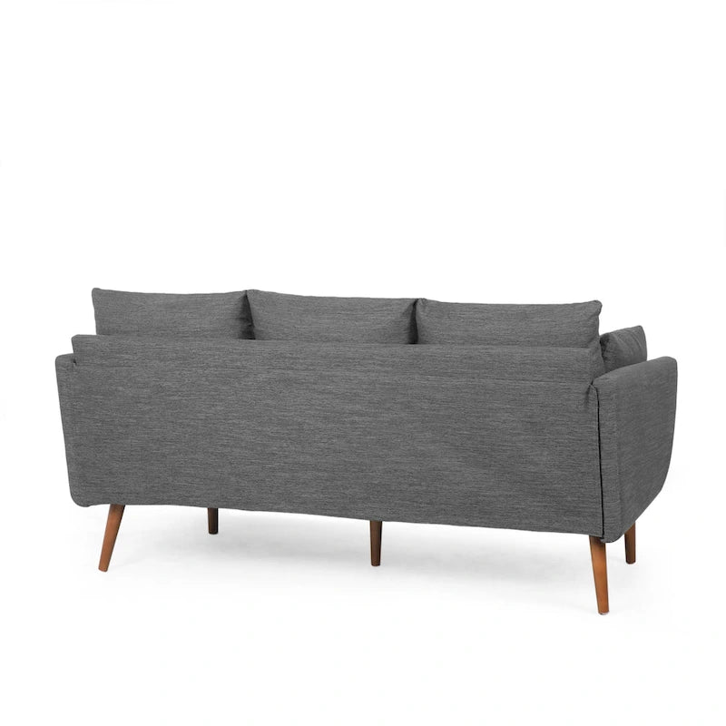 3-Sitzer-Sofa mit Kissenrücken und Birkenholzbeinen, anthrazitfarbener Stoff