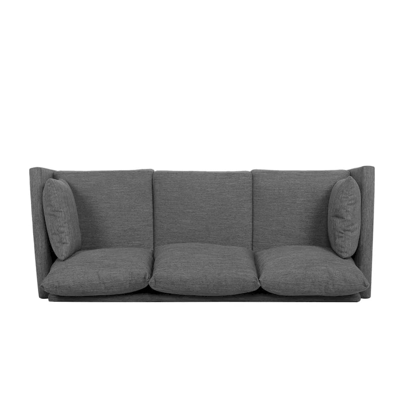 3-Sitzer-Sofa mit Kissenrücken und Birkenholzbeinen, anthrazitfarbener Stoff