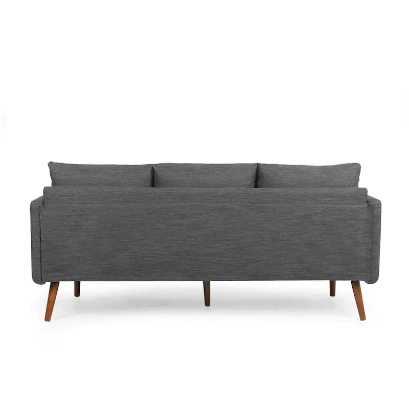 3-Sitzer-Sofa mit Kissenrücken und Birkenholzbeinen, anthrazitfarbener Stoff