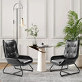 Glitzhome Set of 2 35.5H Leatherette Wingback Accent Chairs With Metal Legs