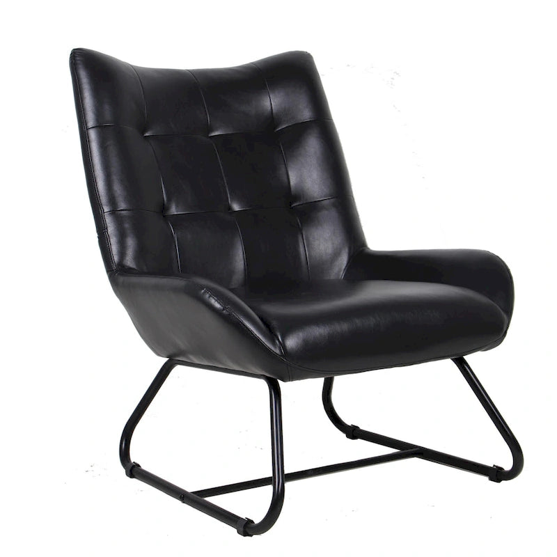 Ensemble de 2 fauteuils à oreilles en similicuir de 35.5H avec pieds en métal