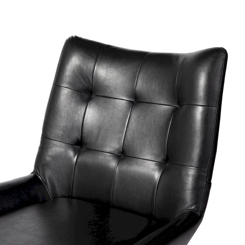 Ensemble de 2 fauteuils à oreilles en similicuir de 35.5H avec pieds en métal