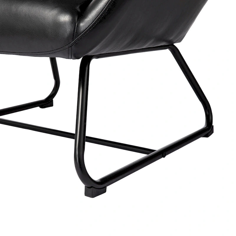 Ensemble de 2 fauteuils à oreilles en similicuir de 35.5H avec pieds en métal