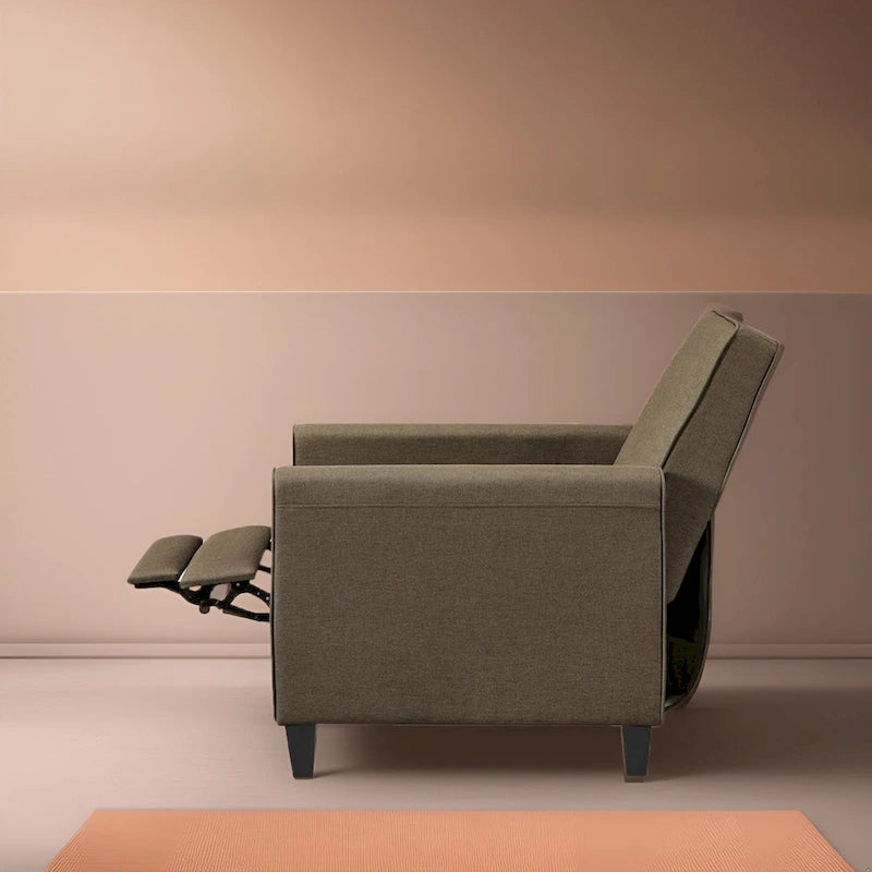 Relaxsessel mit Pushback-Funktion, kompakter Heimkinositz mit Armlehnen und verstellbarer Fußstütze, ideal für kleine Räume