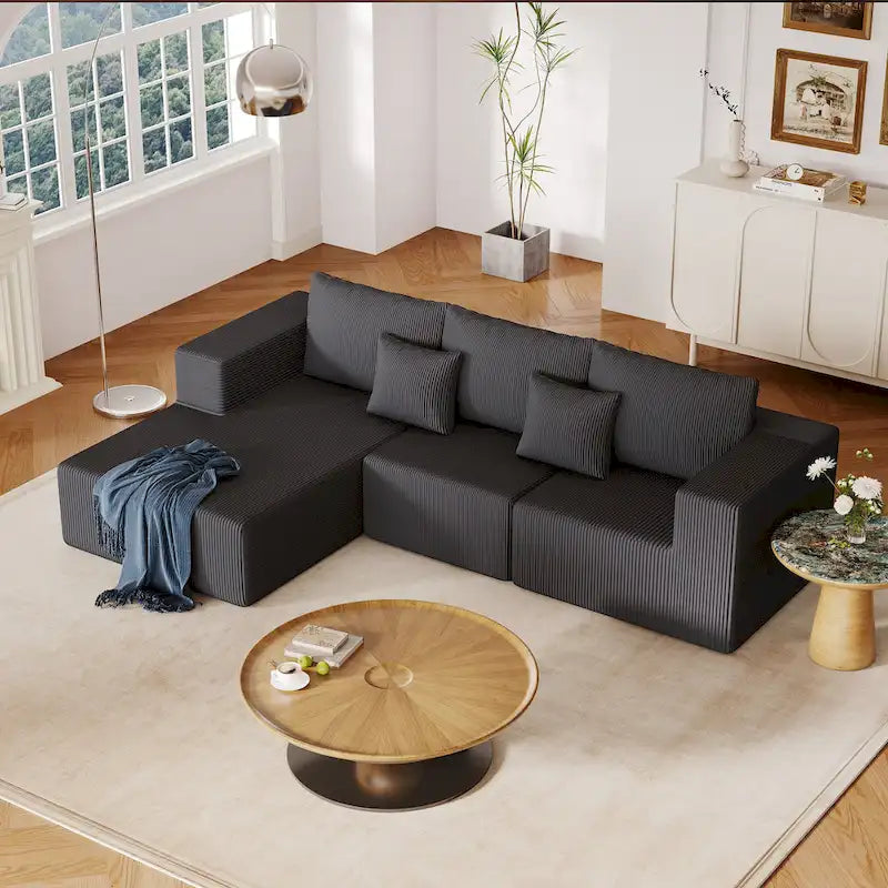 Canapé d’angle modulaire en L de 108.3 pouces avec méridienne