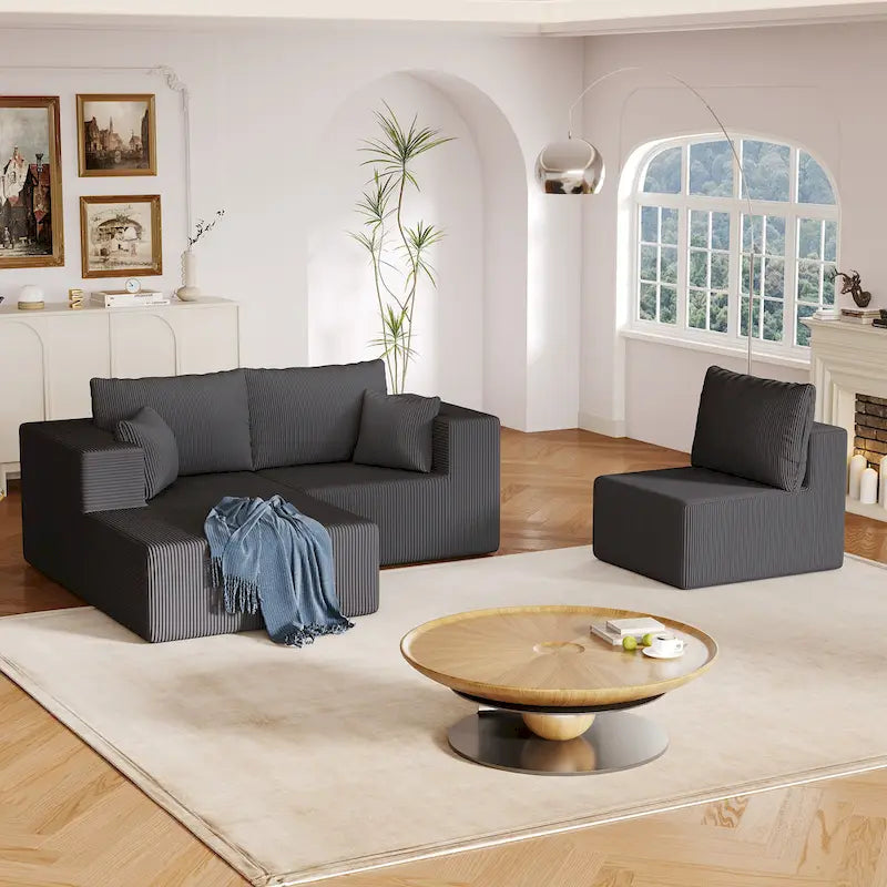 Canapé d’angle modulaire en L de 108.3 pouces avec méridienne