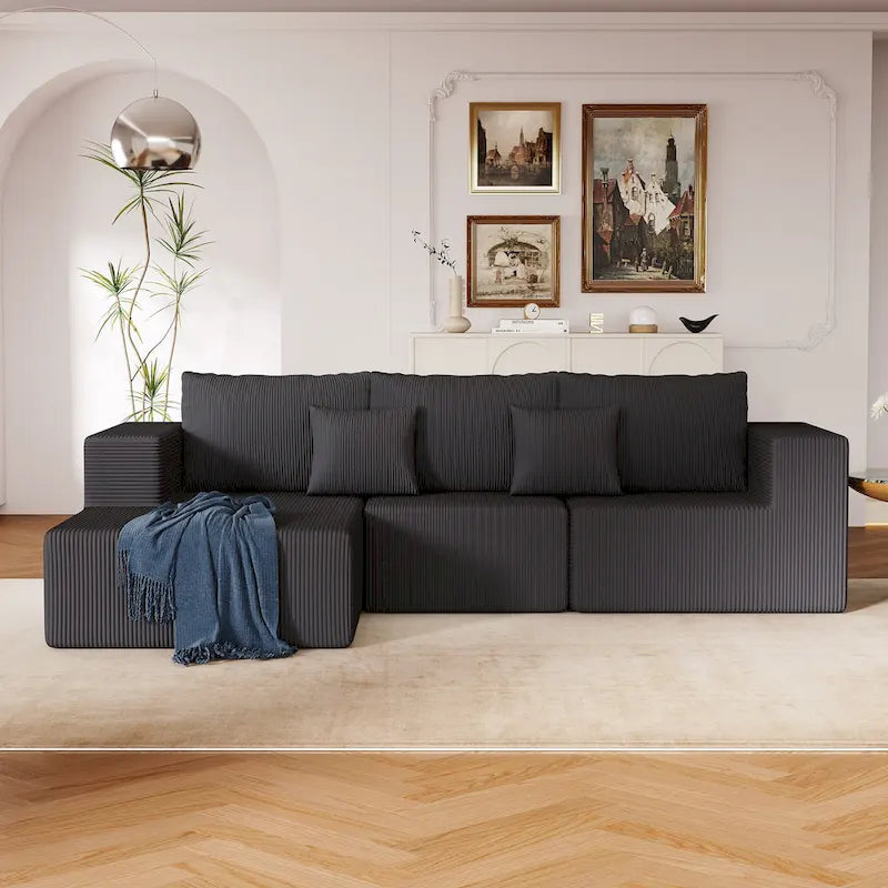 Canapé d’angle modulaire en L de 108.3 pouces avec méridienne