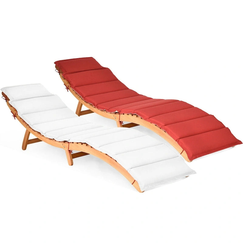2-teilige klappbare Outdoor-Liegestühle aus Eukalyptusholz mit - Details ansehen