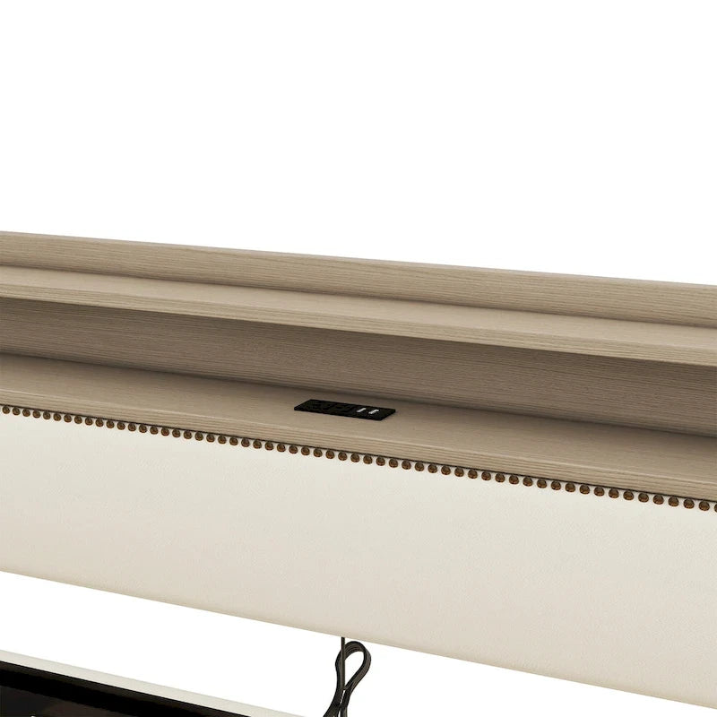 Diván tapizado tamaño Twin con almacenamiento e iluminación LED