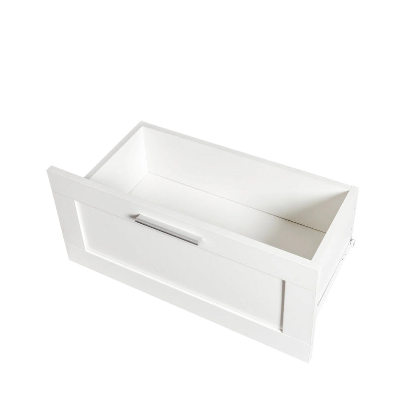 Meuble TV blanc de 70 pouces avec rangements ouverts et tiroirs pour le salon