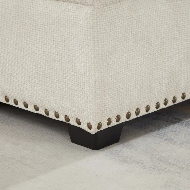 Canapé d’angle en chenille 97 avec pouf de rangement, 7 places et 2 coussins - Canapé-lit convertible