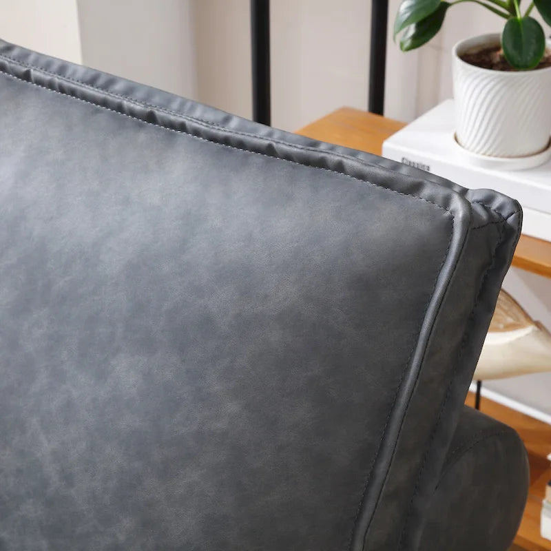 39-Zoll-Schlafsofa aus Kunstleder mit Einzelsitz, vielseitig verwendbarem Hocker, ausziehbarem Bett, verstellbarer Rückenlehne und Kissen für das Wohnzimmer