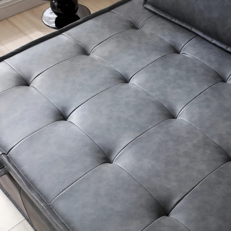 39-Zoll-Schlafsofa aus Kunstleder mit Einzelsitz, vielseitig verwendbarem Hocker, ausziehbarem Bett, verstellbarer Rückenlehne und Kissen für das Wohnzimmer