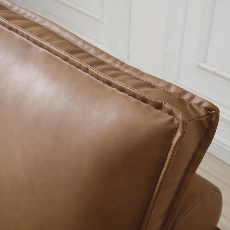 39-Zoll-Schlafsofa aus Kunstleder mit Einzelsitz, vielseitig verwendbarem Hocker, ausziehbarem Bett, verstellbarer Rückenlehne und Kissen für das Wohnzimmer
