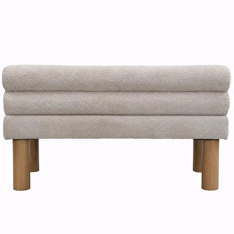Banco de comedor de tela bouclé - patas de madera de caucho