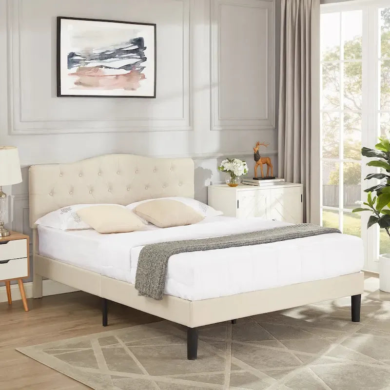 Estructuras de cama tapizadas con capitoné y cabecero ajustable