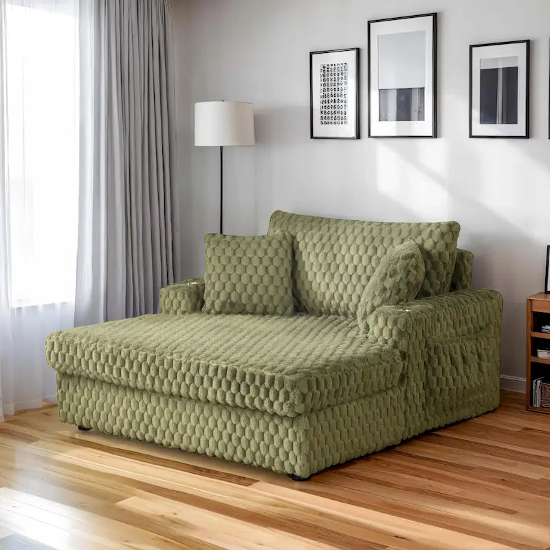 Moderne, weich gepolsterte übergroße Chaiselongue mit 2 Armlehnen