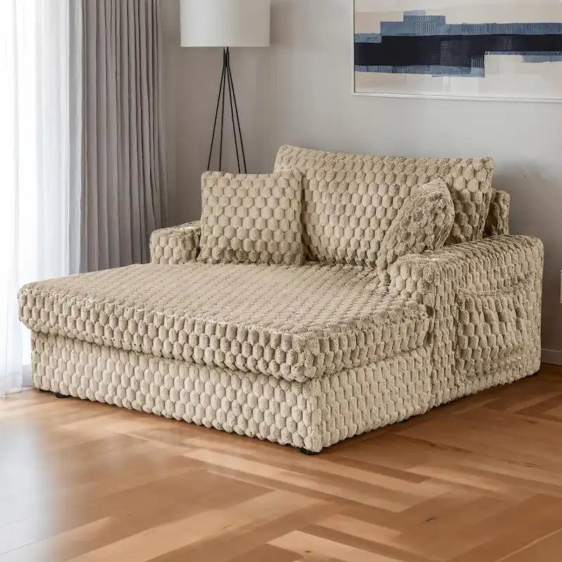 Moderne, weich gepolsterte übergroße Chaiselongue mit 2 Armlehnen