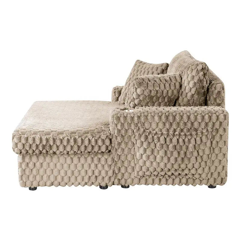 Moderne, weich gepolsterte übergroße Chaiselongue mit 2 Armlehnen
