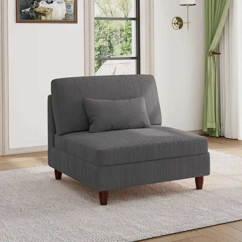 Sillón decorativo sin brazos de pana