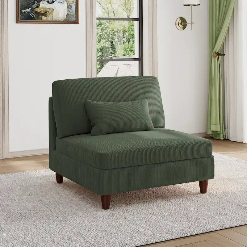 Akzentstuhl und Sofa ohne Armlehnen aus Cord