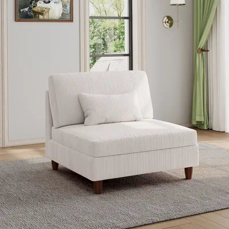 Akzentstuhl und Sofa ohne Armlehnen aus Cord