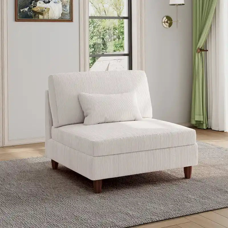 Sillón decorativo sin brazos de pana