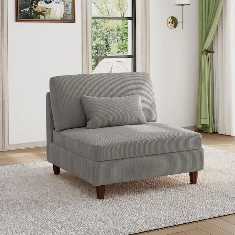 Sillón decorativo sin brazos de pana