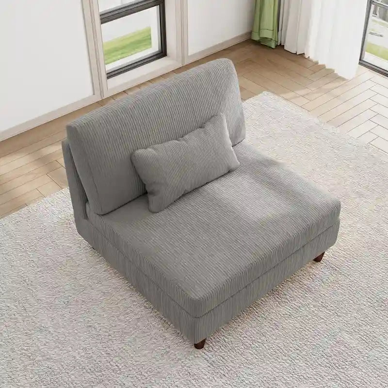 Sillón decorativo sin brazos de pana