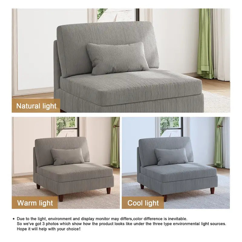 Sillón decorativo sin brazos de pana