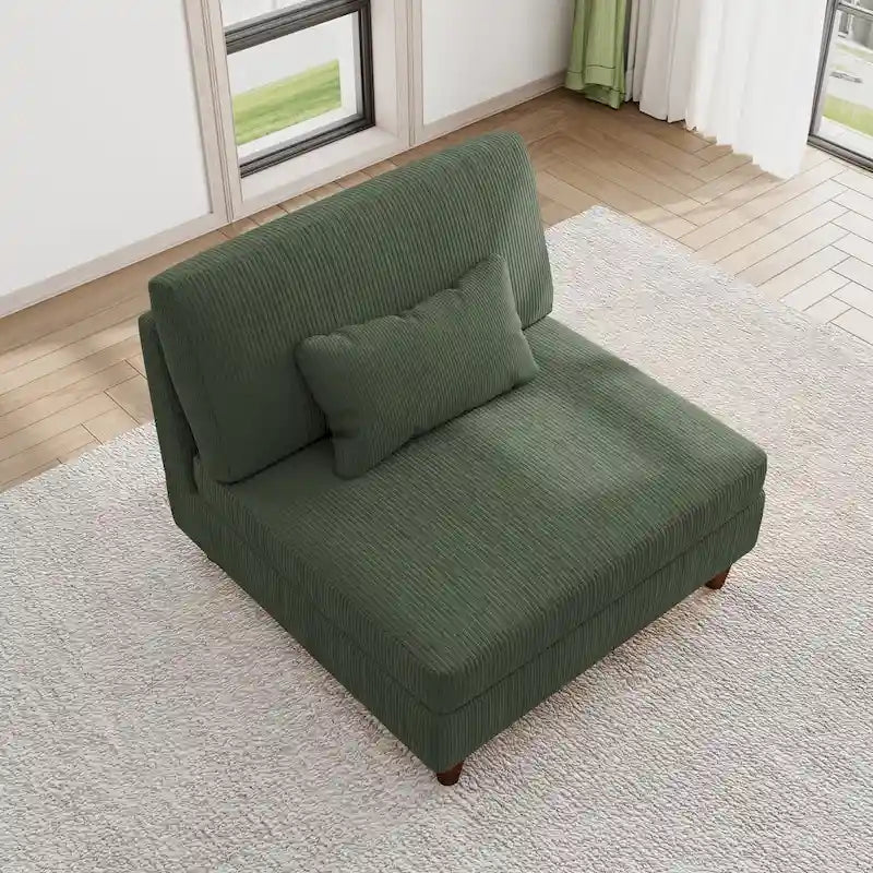 Sillón decorativo sin brazos de pana