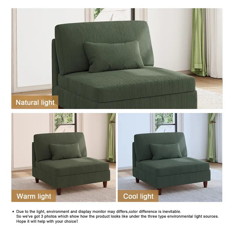 Sillón decorativo sin brazos de pana