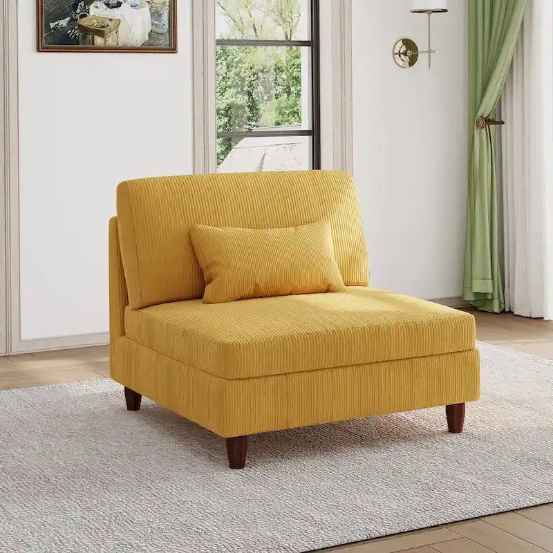Sillón decorativo sin brazos de pana