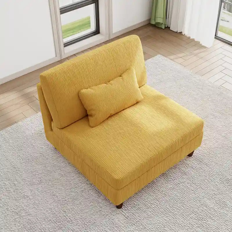 Sillón decorativo sin brazos de pana