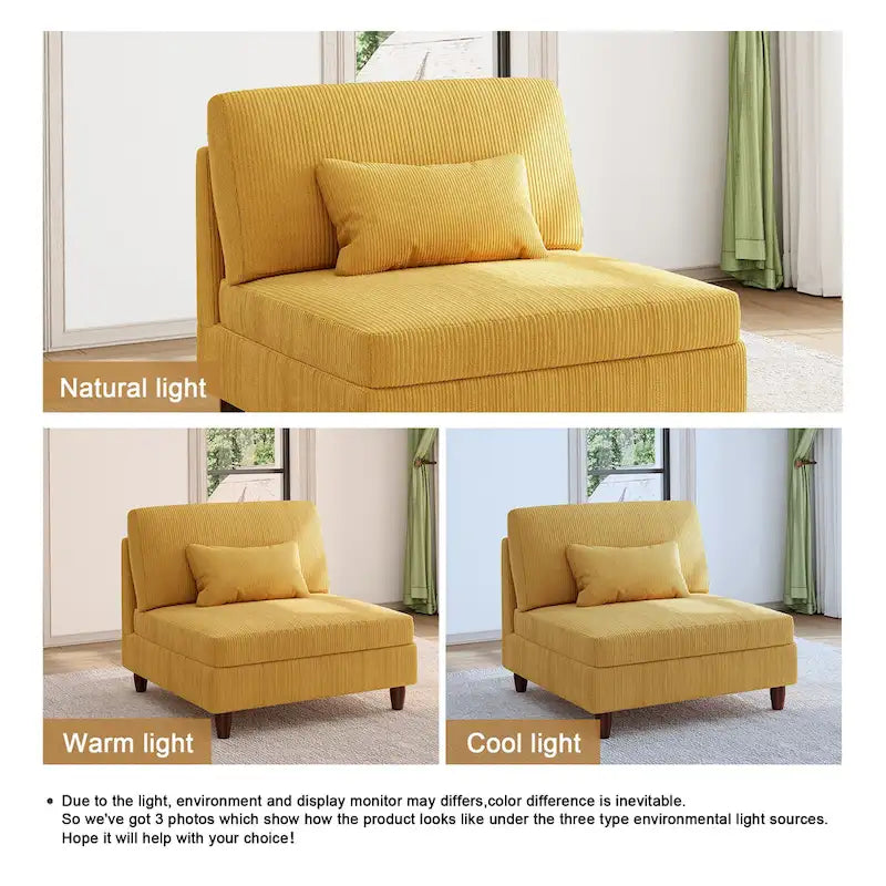 Sillón decorativo sin brazos de pana