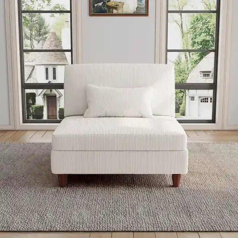 Sillón decorativo sin brazos de pana