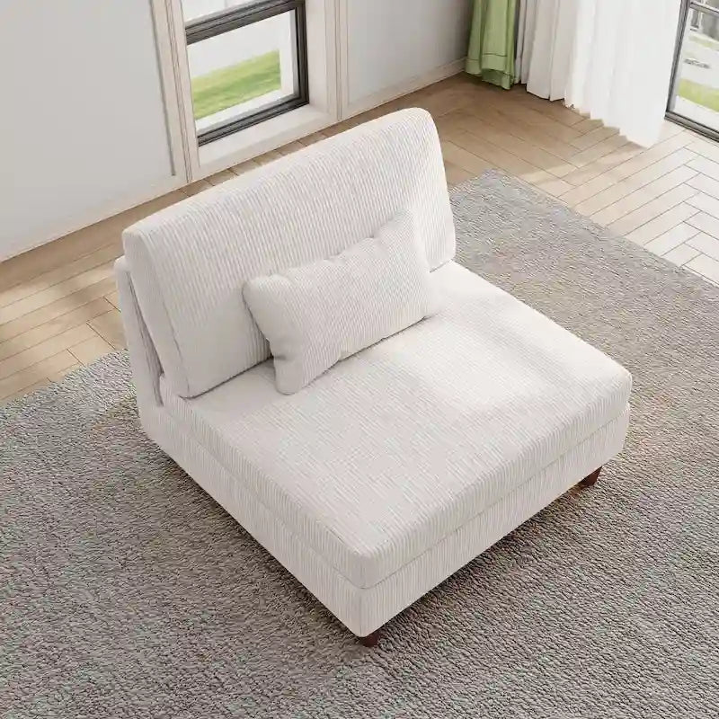 Sillón decorativo sin brazos de pana