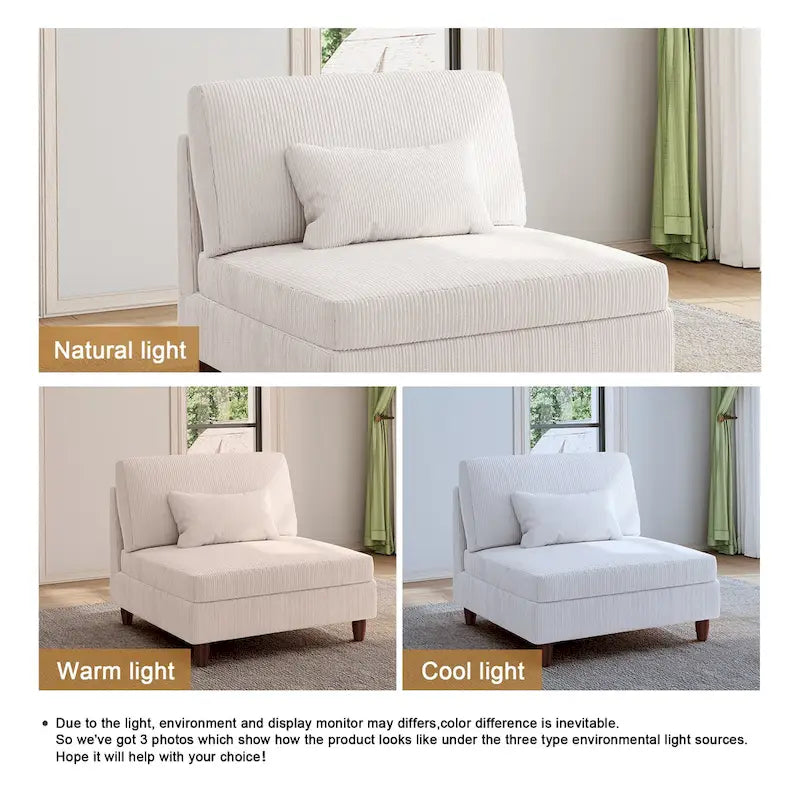 Sillón decorativo sin brazos de pana