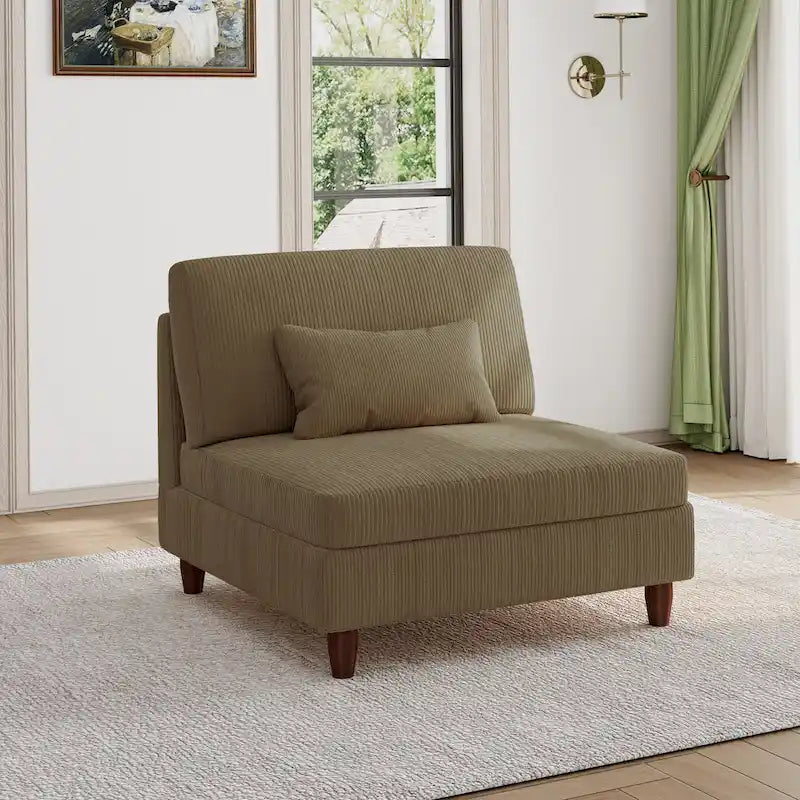 Sillón decorativo sin brazos de pana
