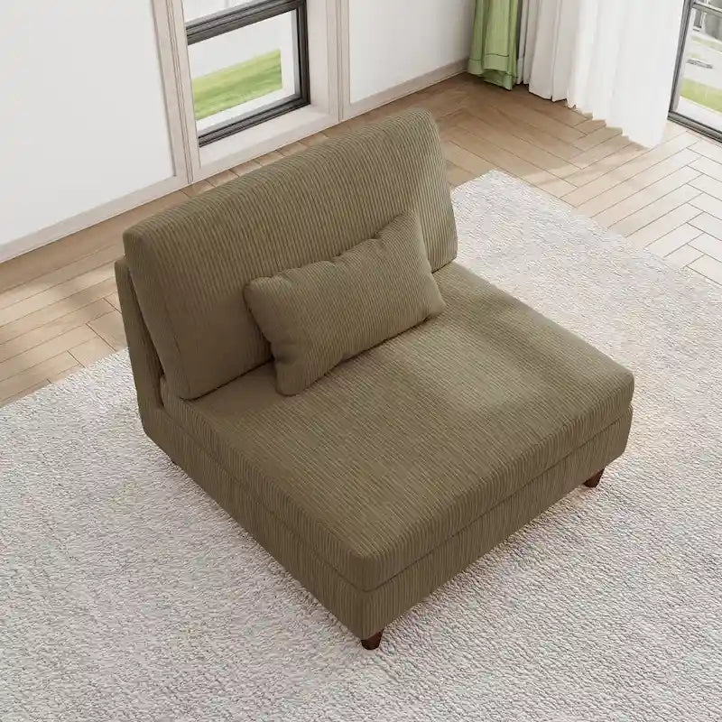 Sillón decorativo sin brazos de pana