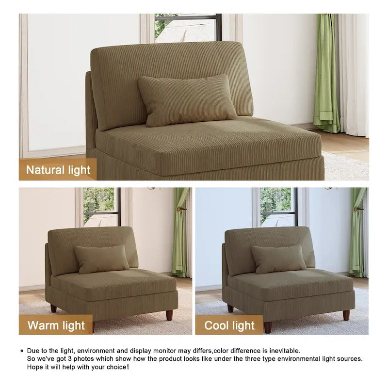 Sillón decorativo sin brazos de pana