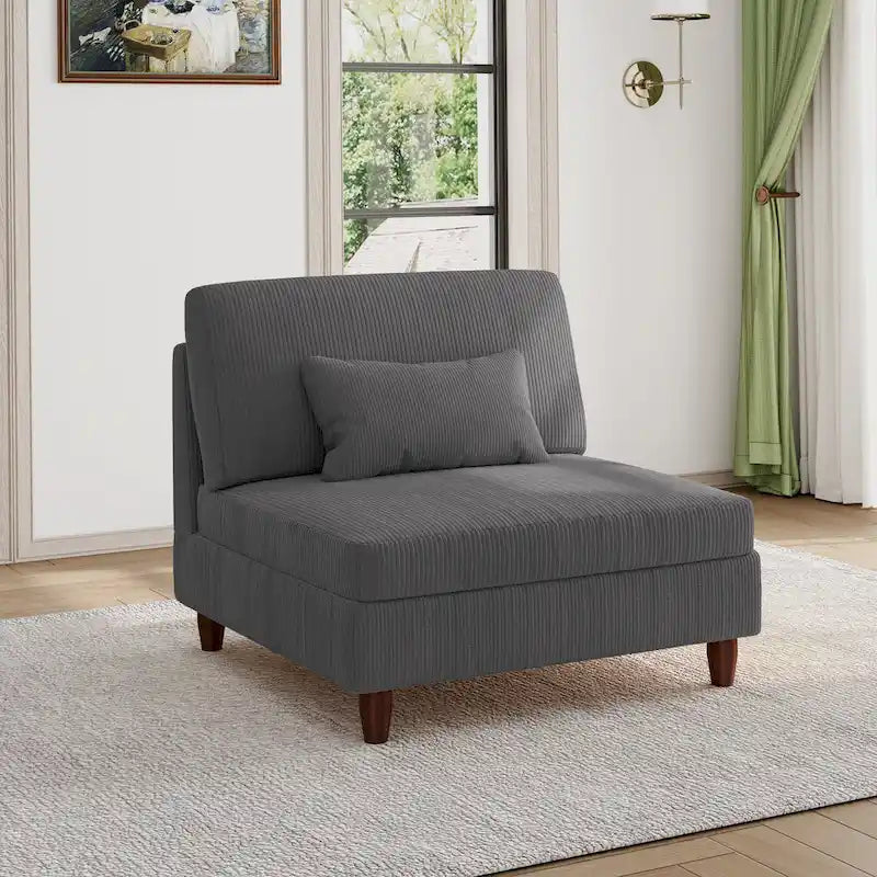 Sillón decorativo sin brazos de pana