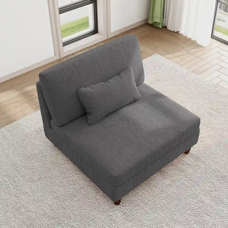 Sillón decorativo sin brazos de pana