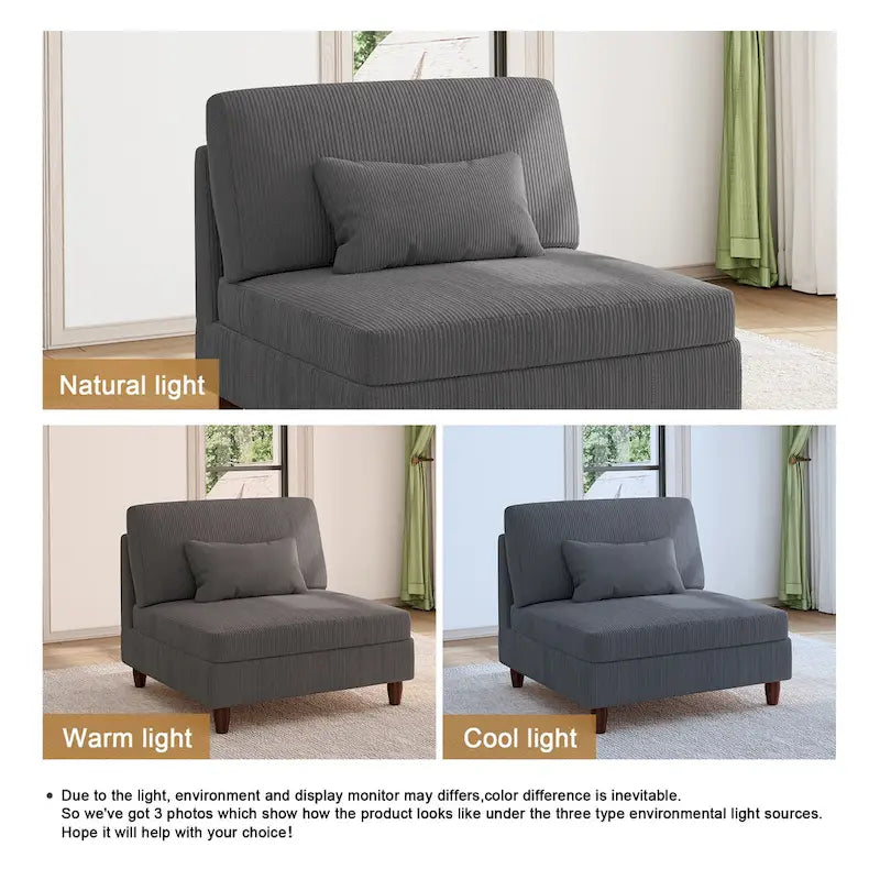Sillón decorativo sin brazos de pana
