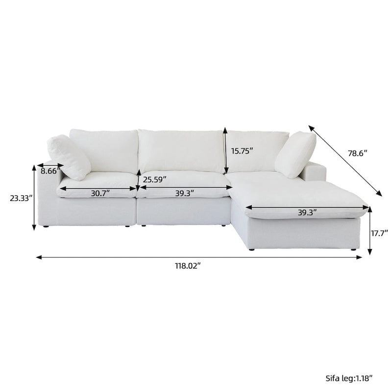 Canapé d’angle moderne modulaire et convertible en L