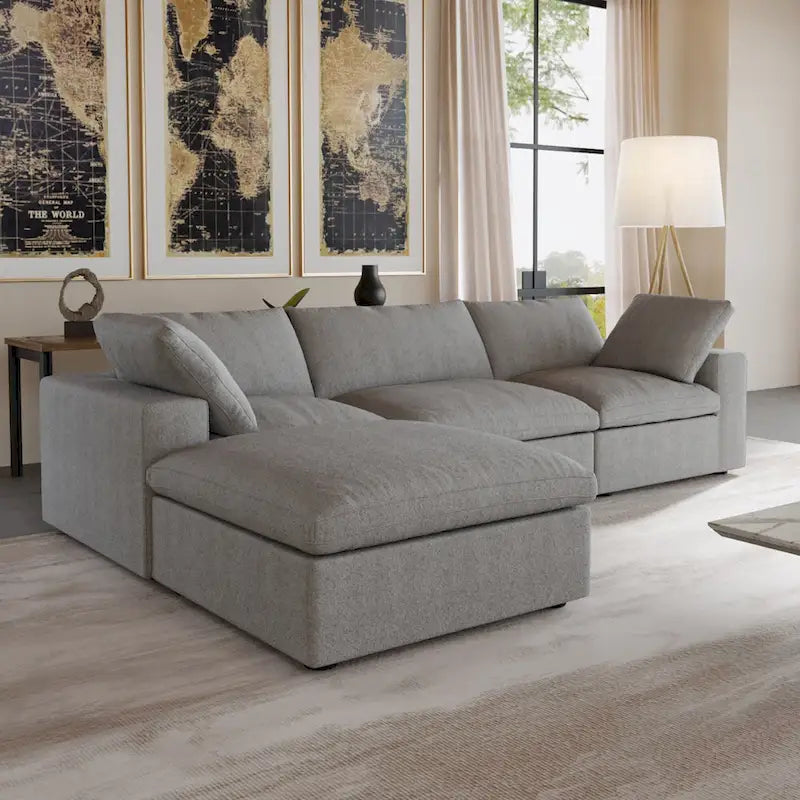 Canapé d’angle moderne modulaire et convertible en L