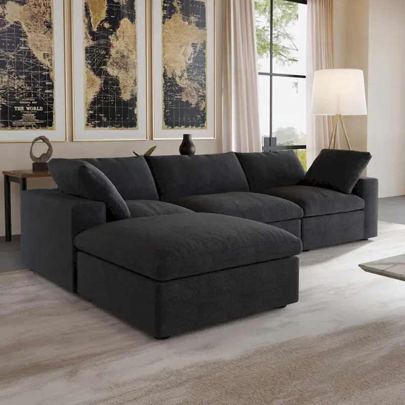 Canapé d’angle moderne modulaire et convertible en L