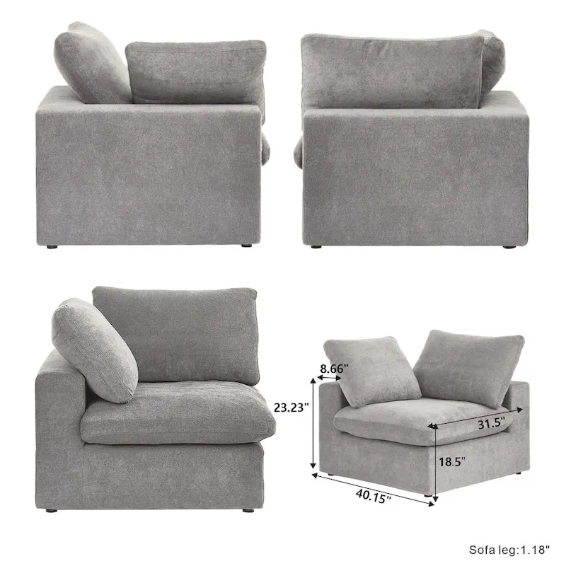 Canapé d’angle moderne modulaire et convertible en L