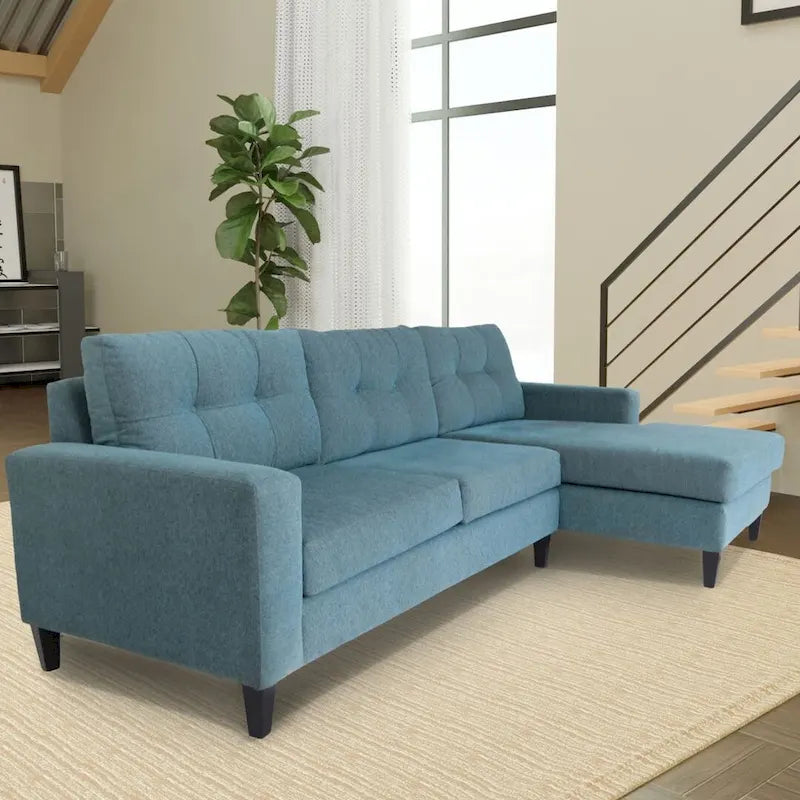 Modernes L-förmiges Ecksofa, Polyester-Nylon-Bezug, Massivholzrahmen, gepolstert